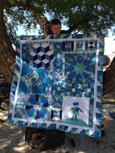 Baby Finlay's quilt with help from my handsome assistant
